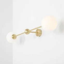 Wandlamp Alison, 2-lamps, messing/wit, 89 cm