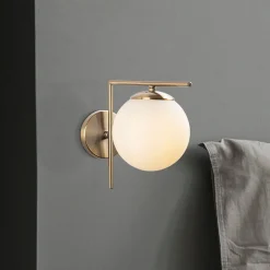 Wandlamp 7141-Antique, goudkleurig antiek, opaalglas Ø 10 cm