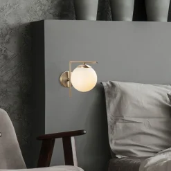 Wandlamp 7141-Antique, goudkleurig antiek, opaalglas Ø 10 cm