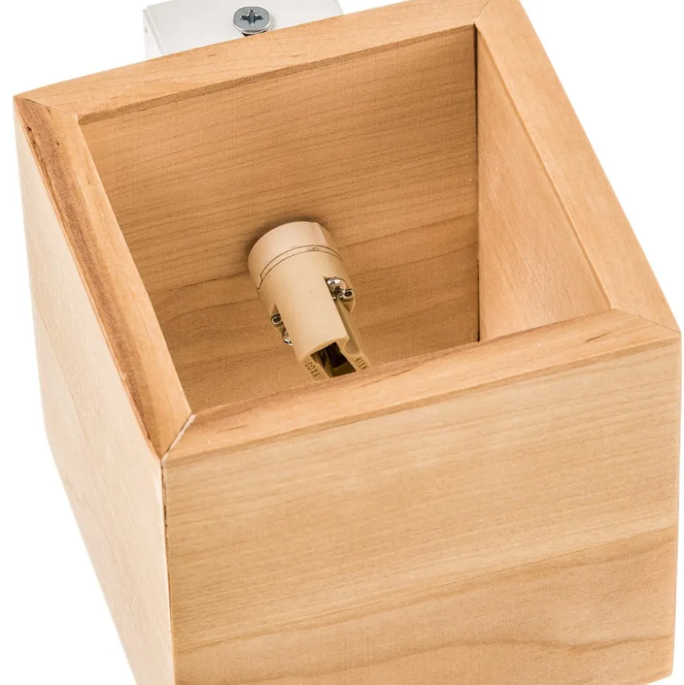 Wandlamp Ara als houten kubus