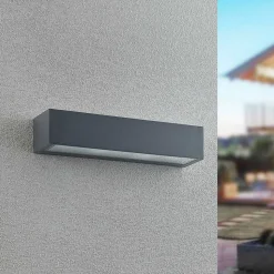 Wandlamp Arcchio Lengo, 38 cm, antraciet, E27, IP54