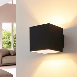 Wandlamp Arcchio Zuzana, hoekig, zwart, G9, 10 cm breed