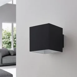 Wandlamp Arcchio Zuzana, hoekig, zwart, G9, 10 cm breed