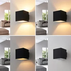 Wandlamp Arcchio Zuzana, hoekig, zwart, G9, 10 cm breed
