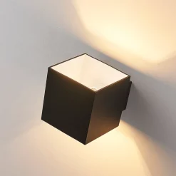 Wandlamp Arcchio Zuzana, hoekig, zwart, G9, 10 cm breed