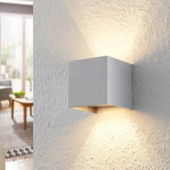 Wandlamp Arcchio Zuzana, hoekig, aluminiumkleurig, G9, 10 cm