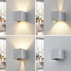 Wandlamp Arcchio Zuzana, hoekig, aluminiumkleurig, G9, 10 cm