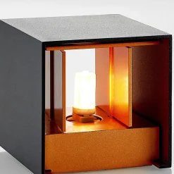 Wandlamp Arcchio Zuzana, hoekig, zwart-goud, G9, 10 cm