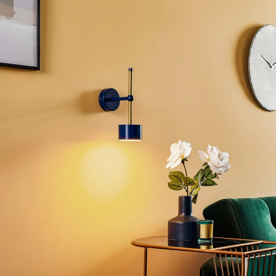 Wandlamp Arena in blauw-goud