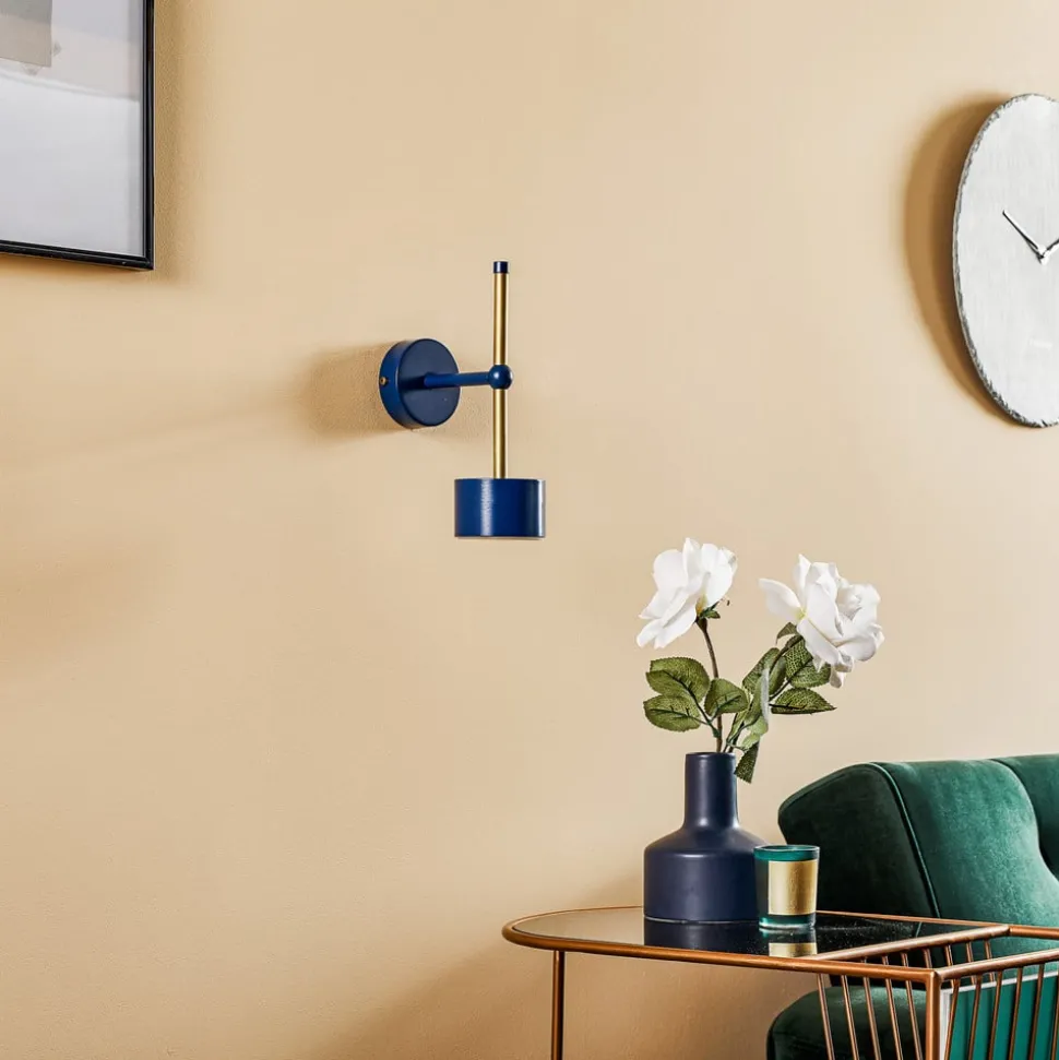 Wandlamp Arena in blauw-goud