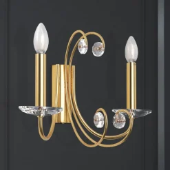 Wandlamp Ariane, goudkleurig, breedte 37,5 cm, kristal