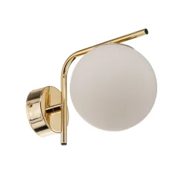 Wandlamp Aurora, goudkleurig, glas, 17 cm hoog, bol, E14