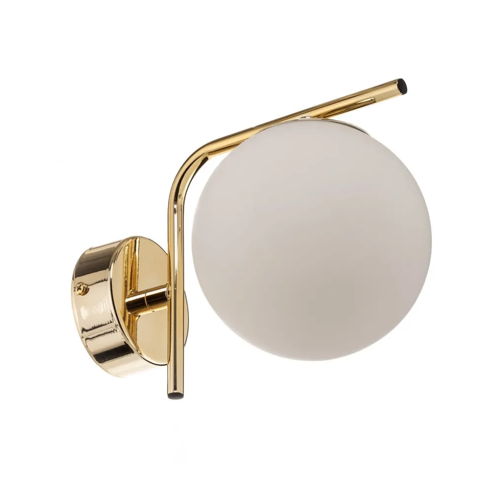 Wandlamp Aurora, goudkleurig, glas, 17 cm hoog, bol, E14