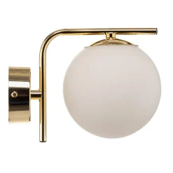 Wandlamp Aurora, goudkleurig, glas, 17 cm hoog, bol, E14