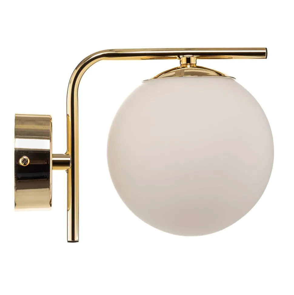 Wandlamp Aurora, goudkleurig, glas, 17 cm hoog, bol, E14