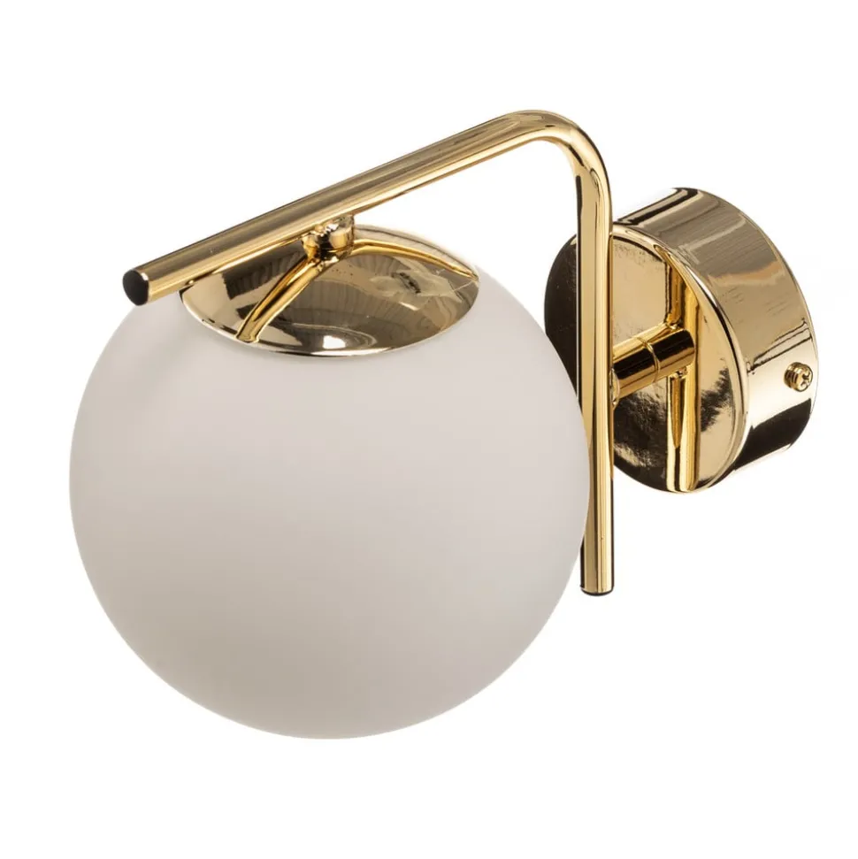 Wandlamp Aurora, goudkleurig, glas, 17 cm hoog, bol, E14