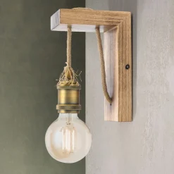 Wandlamp Bassena van licht echt hout