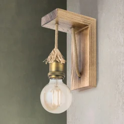 Wandlamp Bassena van licht echt hout