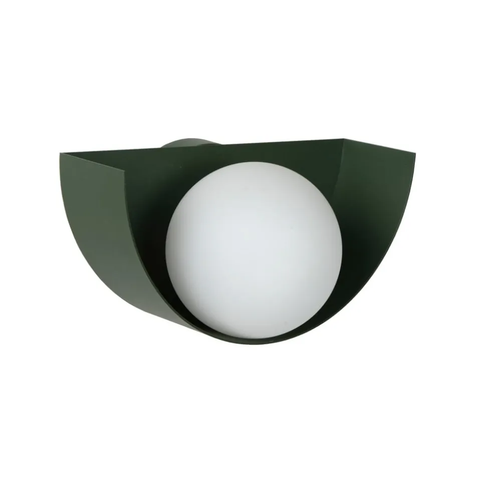 Wandlamp Benni met bolkap van glas, groen