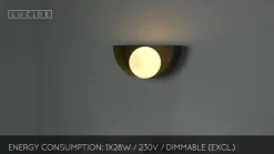 Wandlamp Benni met bolkap van glas, groen