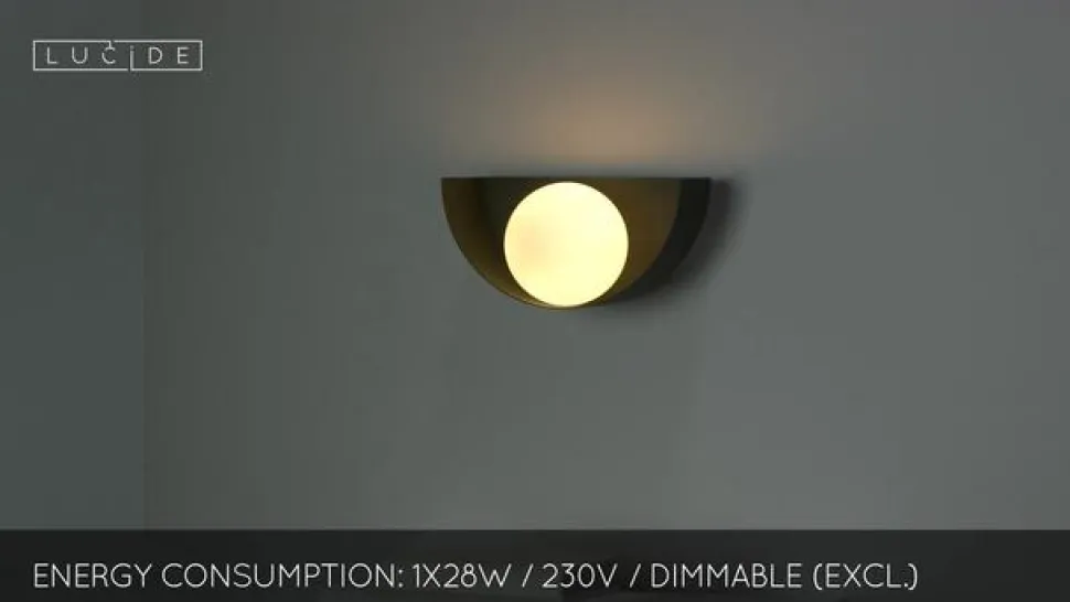 Wandlamp Benni met bolkap van glas, groen