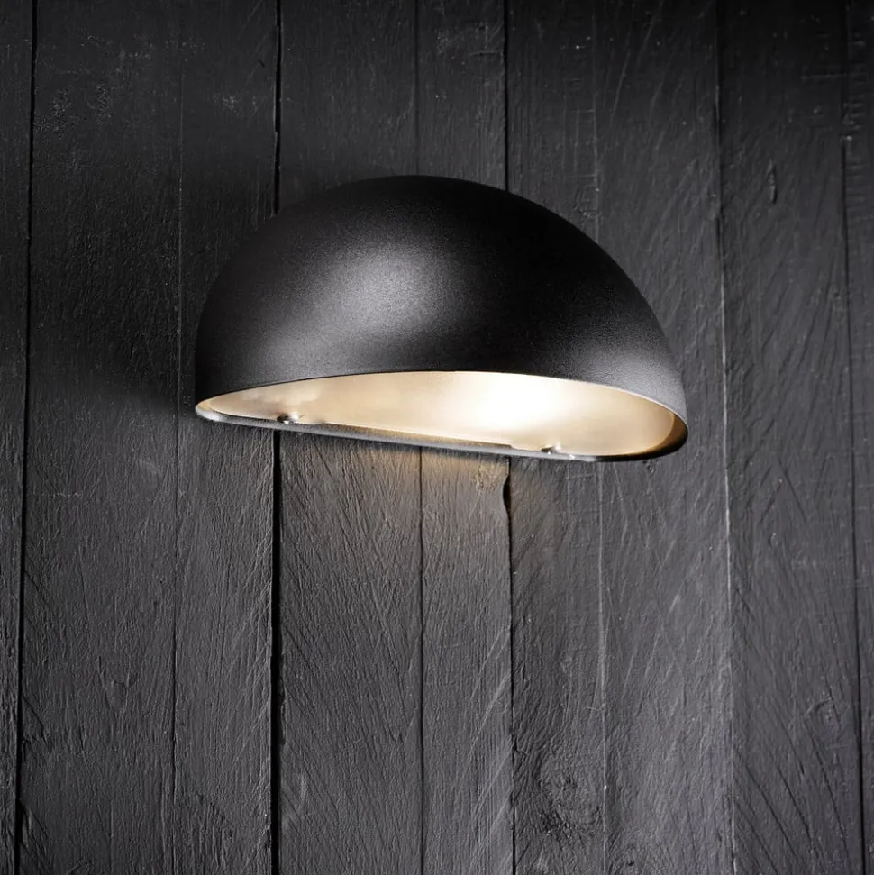 Wandlamp Bergen, halfrond, zwart