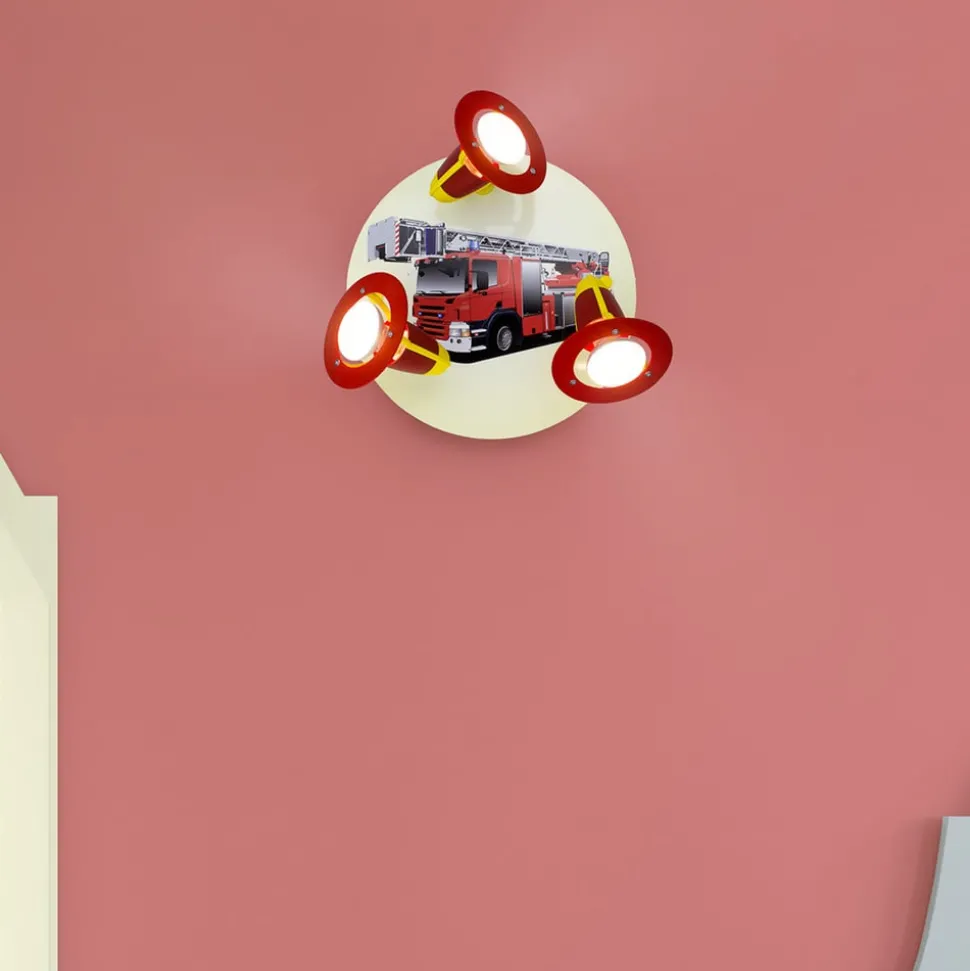 Wandlamp Brandweerauto, rood-geel, 3-lamps