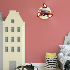 Wandlamp Brandweerauto, rood-geel, 3-lamps