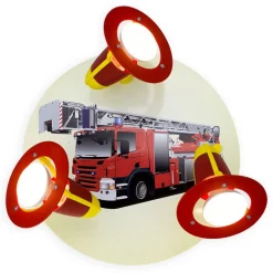 Wandlamp Brandweerauto, rood-geel, 3-lamps
