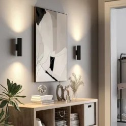 Wandlamp CAN, zwart, 2-lamps, hoogte 22 cm, metaal, GU10