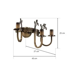 Wandlamp Castle licht gepatineerd 3-lamps