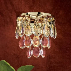 Wandlamp Celeste met K9-kristallen, goud