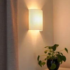 Wandlamp Celine, beige, stof, E27