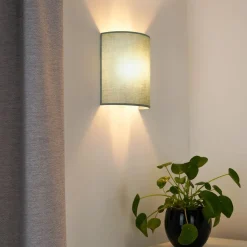 Wandlamp Celine, salie, stof, E27