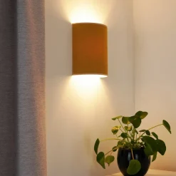Wandlamp Celine, Soro, mosterdgeel, stof, E27