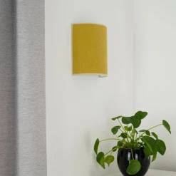Wandlamp Celine, Soro, mosterdgeel, stof, E27