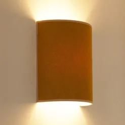 Wandlamp Celine, Soro, mosterdgeel, stof, E27