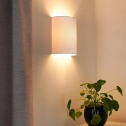 Wandlamp Celine, wit, stof, E27