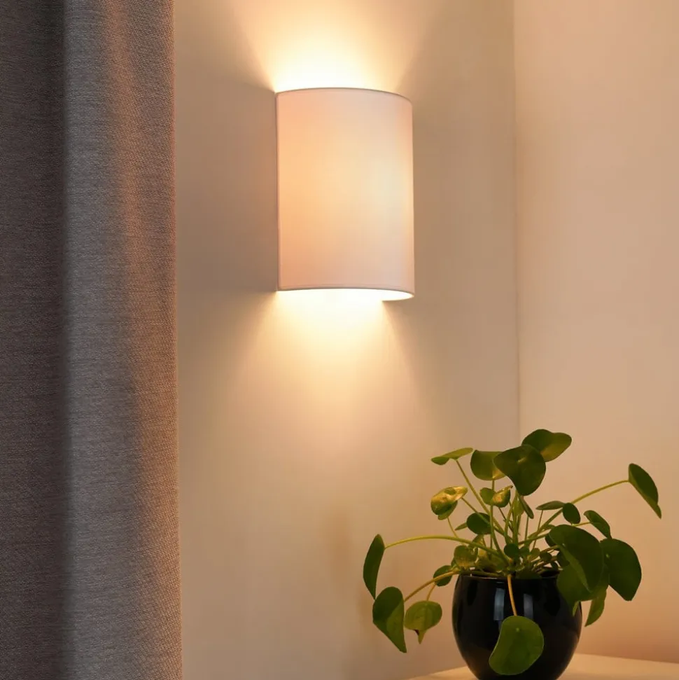 Wandlamp Celine, wit, stof, E27