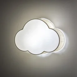 Wandlamp Cloud, beige, 43 cm breed, textiel, wolk, E27