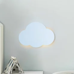 Wandlamp Cloud, blauw, staal, indirect licht, 38 x 27 cm