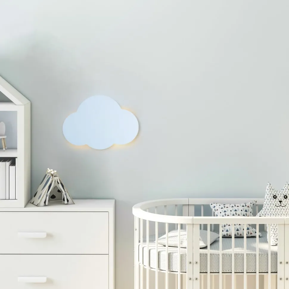 Wandlamp Cloud, blauw, staal, indirect licht, 38 x 27 cm