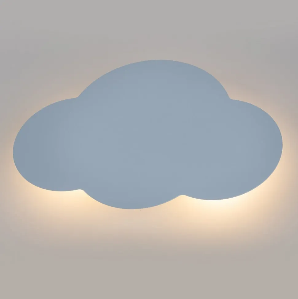 Wandlamp Cloud, blauw, staal, indirect licht, 38 x 27 cm