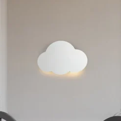 Wandlamp Cloud, wit, staal, indirect licht, 38 x 27 cm