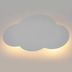 Wandlamp Cloud, wit, staal, indirect licht, 38 x 27 cm