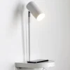 Wandlamp Cody, met legbord en USB-poort, wit