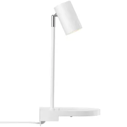 Wandlamp Cody, met legbord en USB-poort, wit
