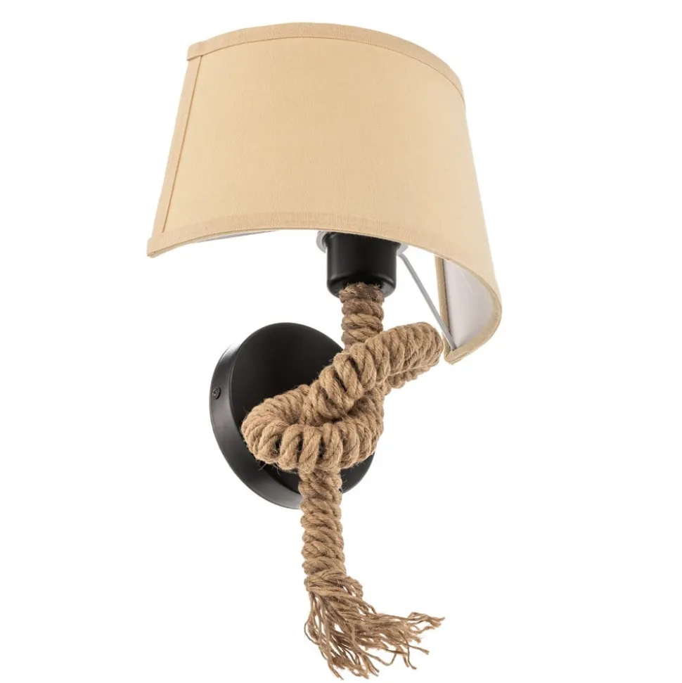 Wandlamp Corda met textiel kap en touw decor