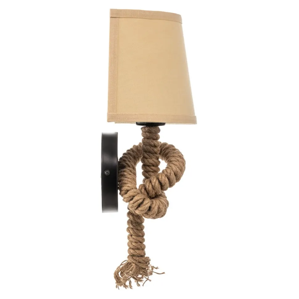 Wandlamp Corda met textiel kap en touw decor