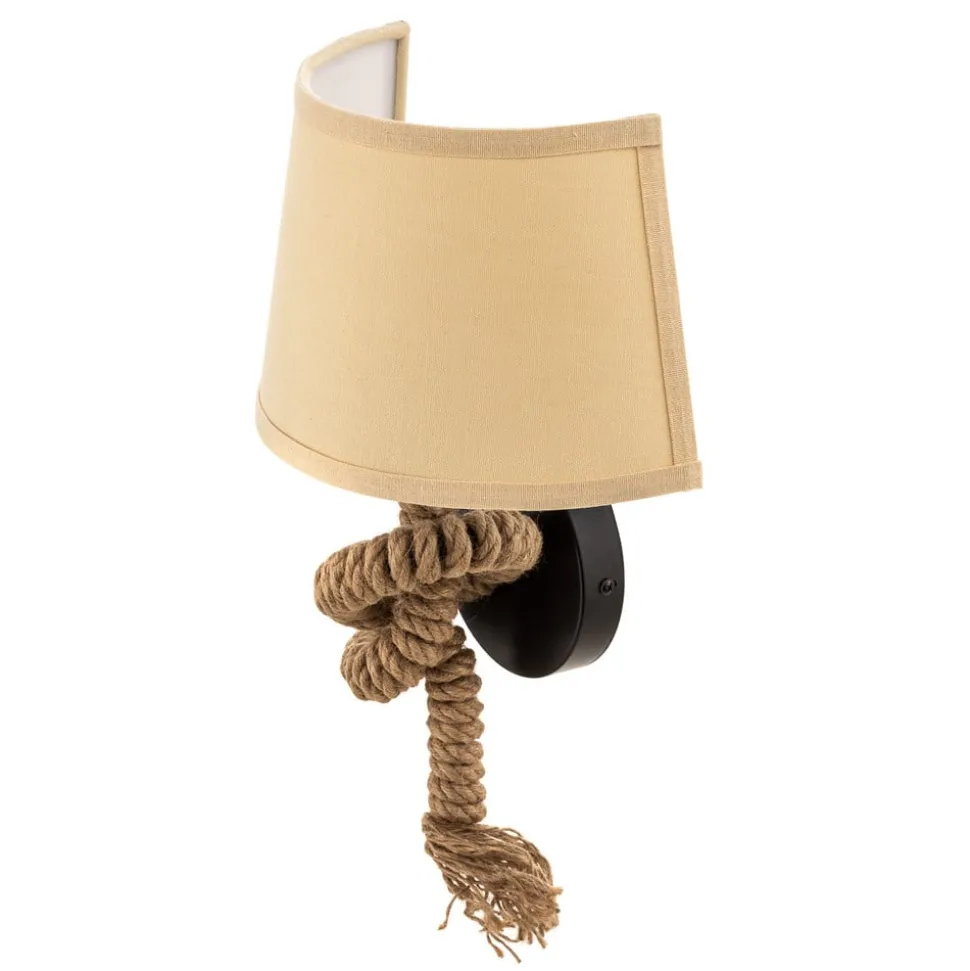 Wandlamp Corda met textiel kap en touw decor